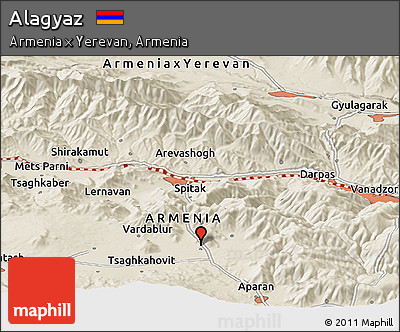 Shaded Relief Panoramic Map of Alagyaz