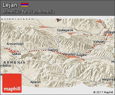 Shaded Relief Panoramic Map of Lejan