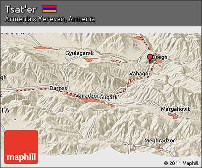 Shaded Relief Panoramic Map of Tsat'er