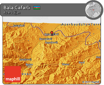 Political 3D Map of Bala Cǝfǝrli