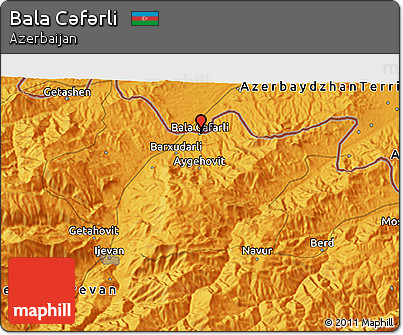 Political 3D Map of Bala Cǝfǝrli