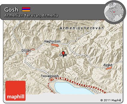 Shaded Relief 3D Map of Gosh