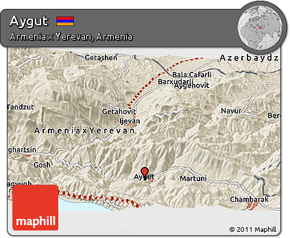 Shaded Relief Panoramic Map of Aygut