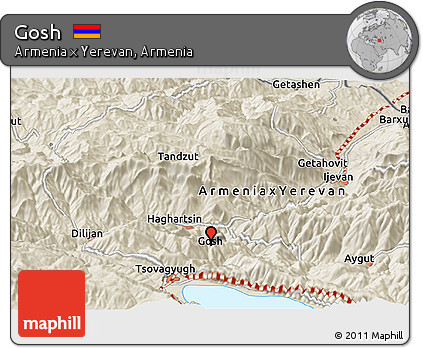 Shaded Relief Panoramic Map of Gosh