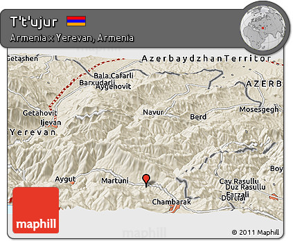 Shaded Relief Panoramic Map of T't'ujur