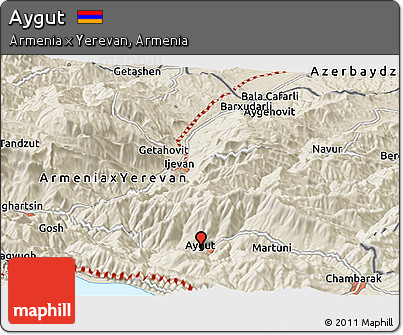Shaded Relief Panoramic Map of Aygut