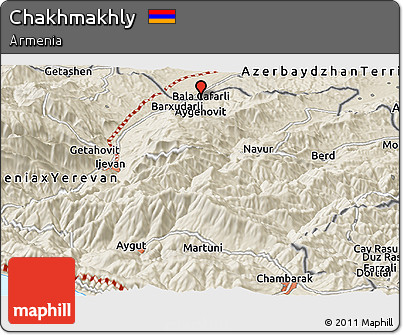 Shaded Relief Panoramic Map of Chakhmakhly