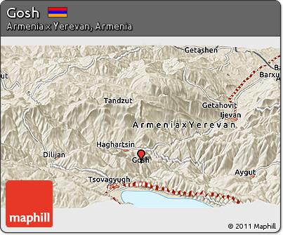 Shaded Relief Panoramic Map of Gosh