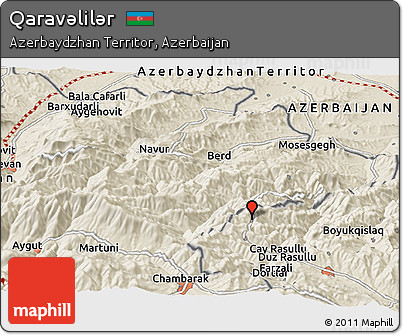 Shaded Relief Panoramic Map of Qaravǝlilǝr