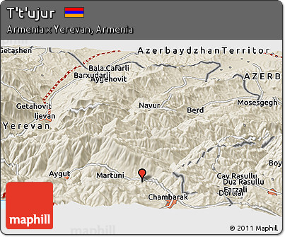 Shaded Relief Panoramic Map of T't'ujur