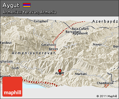 Shaded Relief Panoramic Map of Aygut