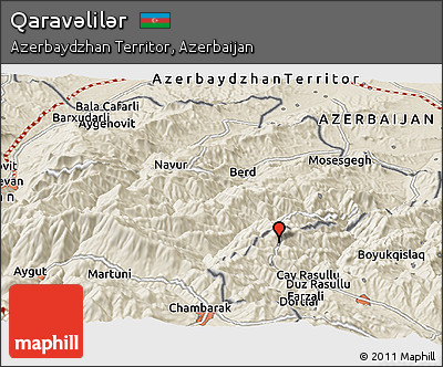 Shaded Relief Panoramic Map of Qaravǝlilǝr
