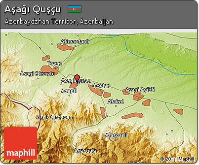 Physical 3D Map of Aşağı Quşçu