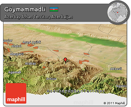 Satellite Panoramic Map of Göymǝmmǝdli