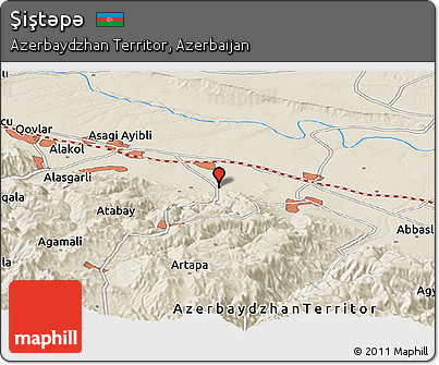 Shaded Relief Panoramic Map of Şiştǝpǝ