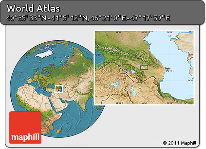 Satellite Location Map of the Area around 40° 50' 23" N, 46° 49' 30" E