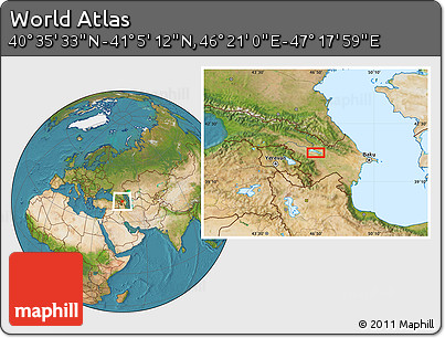 Satellite Location Map of the Area around 40° 50' 23" N, 46° 49' 30" E