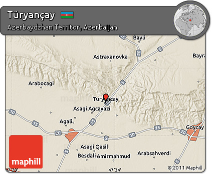 Shaded Relief Map of Türyançay