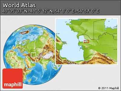 Physical Location Map of the Area around 40° 50' 23" N, 54° 28' 30" E