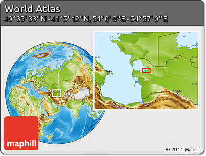 Physical Location Map of the Area around 40° 50' 23" N, 54° 28' 30" E