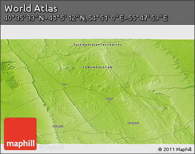 Physical 3D Map of the Area around 40° 50' 23" N, 55° 19' 30" E