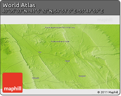 Physical 3D Map of the Area around 40° 50' 23" N, 55° 19' 30" E