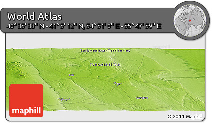 Physical Panoramic Map of the Area around 40° 50' 23" N, 55° 19' 30" E