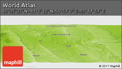 Physical Panoramic Map of the Area around 40° 50' 23" N, 55° 19' 30" E
