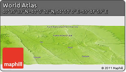 Physical Panoramic Map of the Area around 40° 50' 23" N, 55° 19' 30" E