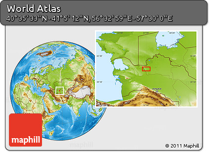 Physical Location Map of the Area around 40° 50' 23" N, 57° 1' 29" E