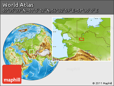 Physical Location Map of the Area around 40° 50' 23" N, 57° 1' 29" E