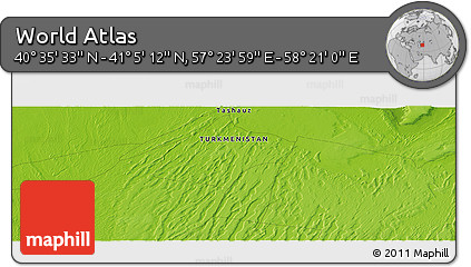 Physical Panoramic Map of the Area around 40° 50' 23" N, 57° 52' 30" E