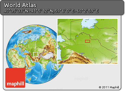 Physical Location Map of the Area around 40° 50' 23" N, 59° 34' 30" E