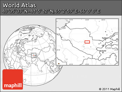 Blank Location Map of the Area around 40° 50' 23" N, 65° 31' 30" E