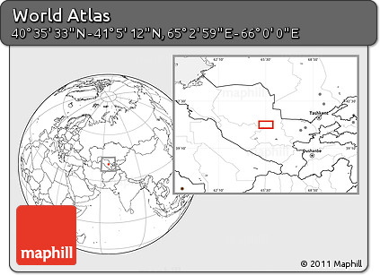 Blank Location Map of the Area around 40° 50' 23" N, 65° 31' 30" E