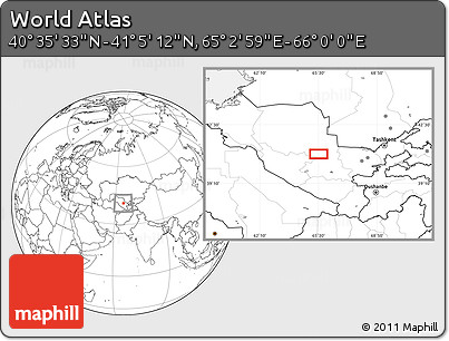 Blank Location Map of the Area around 40° 50' 23" N, 65° 31' 30" E