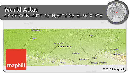 Physical Panoramic Map of the Area around 40° 50' 23" N, 65° 31' 30" E
