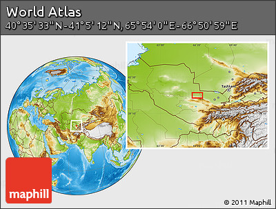 Physical Location Map of the Area around 40° 50' 23" N, 66° 22' 30" E