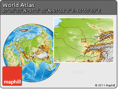 Physical Location Map of the Area around 40° 50' 23" N, 66° 22' 30" E