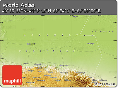 Physical Map of the Area around 40° 50' 23" N, 66° 22' 30" E