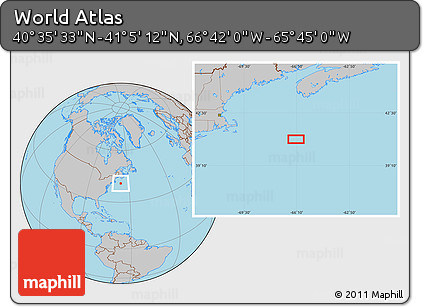 Gray Location Map of the Area around 40° 50' 23" N, 66° 13' 29" W