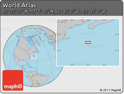 Gray Location Map of the Area around 40° 50' 23" N, 66° 13' 29" W