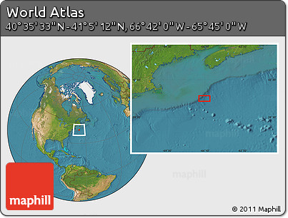 Satellite Location Map of the Area around 40° 50' 23" N, 66° 13' 29" W