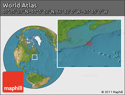 Satellite Location Map of the Area around 40° 50' 23" N, 66° 13' 29" W