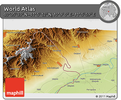 Physical 3D Map of the Area around 40° 50' 23" N, 70° 37' 30" E
