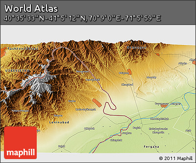 Physical 3D Map of the Area around 40° 50' 23" N, 70° 37' 30" E