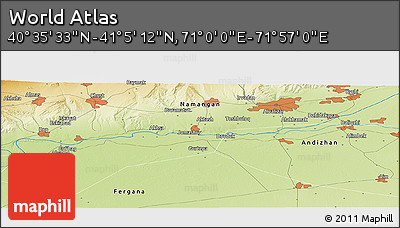 Physical Panoramic Map of the Area around 40° 50' 23" N, 71° 28' 29" E