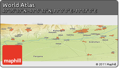 Physical Panoramic Map of the Area around 40° 50' 23" N, 71° 28' 29" E