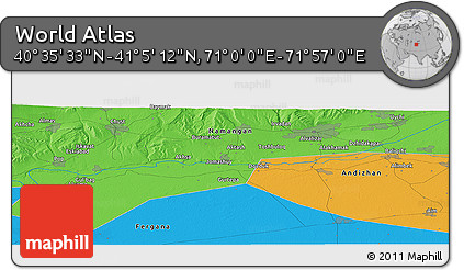 Political Panoramic Map of the Area around 40° 50' 23" N, 71° 28' 29" E