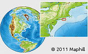 Physical Location Map of the area around 40° 50' 23" N, 72° 10' 30" W